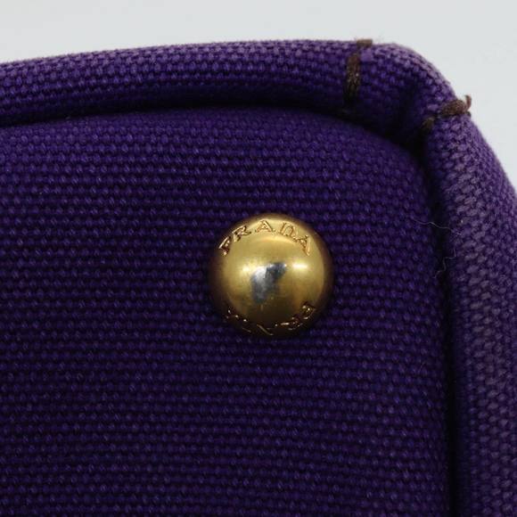 PRADA Canapa MM Hand Bag Canvas Purple Gold Auth yk14234 - Picture 14 of 16
